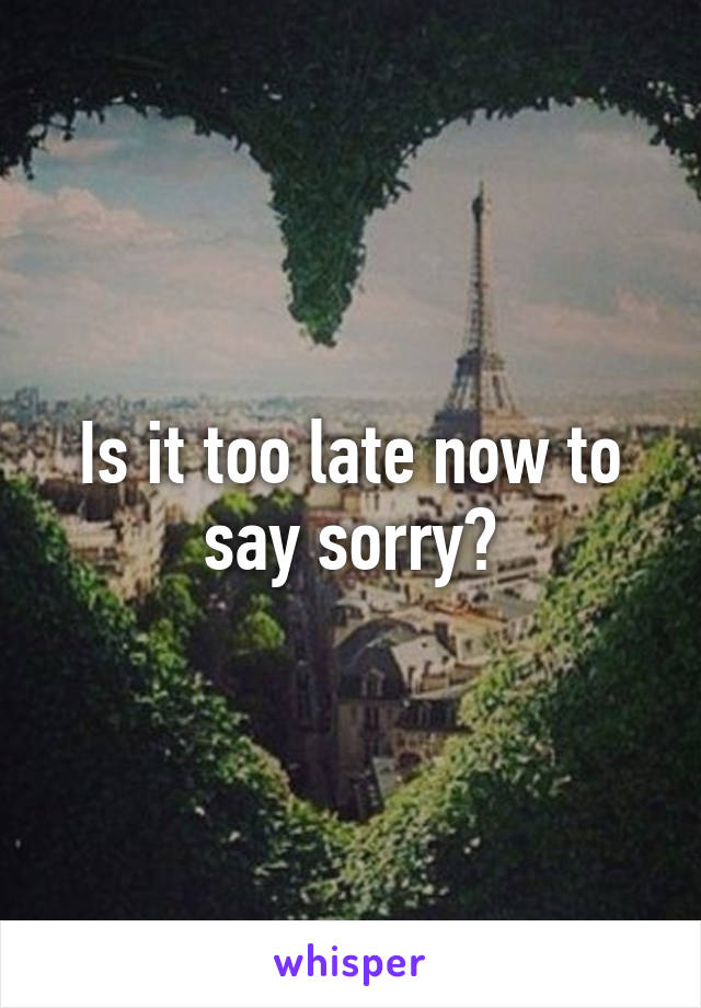 Is it too late now to say sorry?