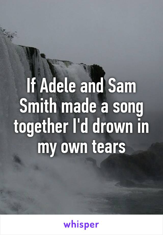 If Adele and Sam Smith made a song together I'd drown in my own tears