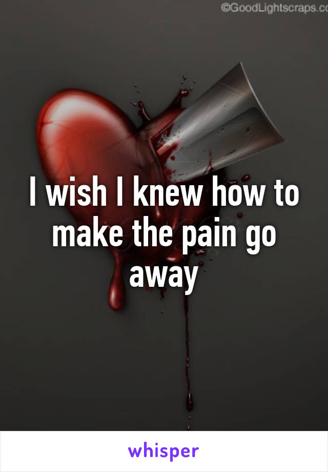 I wish I knew how to make the pain go away