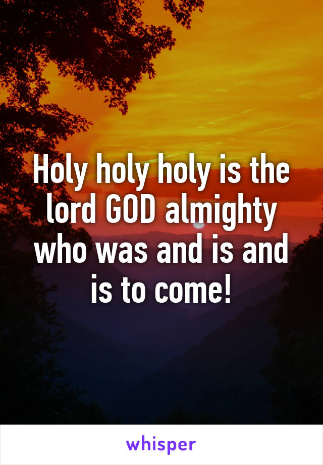 Holy holy holy is the lord GOD almighty who was and is and is to come!