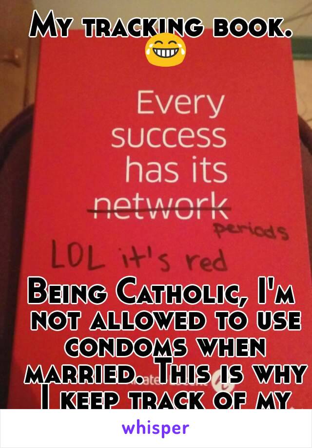 My tracking book. 😂








Being Catholic, I'm not allowed to use condoms when married. This is why I keep track of my fertility cycle. 


