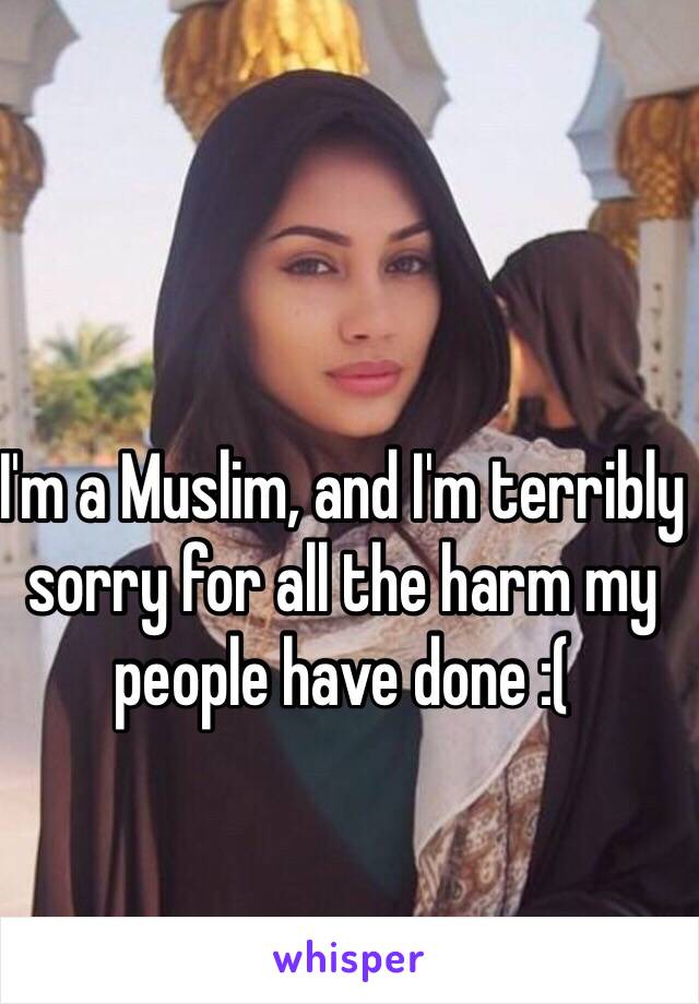 I'm a Muslim, and I'm terribly sorry for all the harm my people have done :(