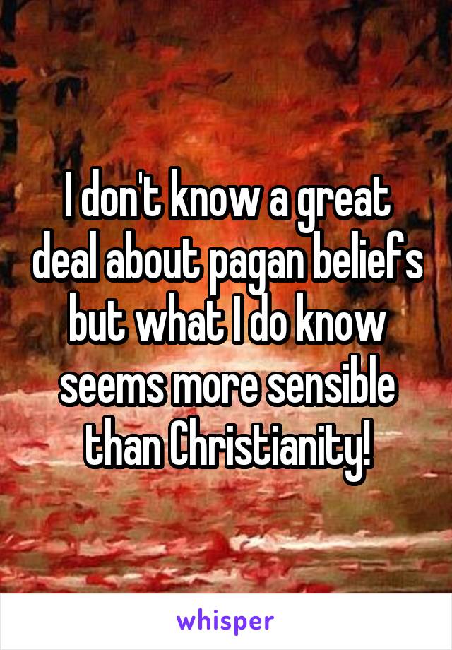 I don't know a great deal about pagan beliefs but what I do know seems more sensible than Christianity!