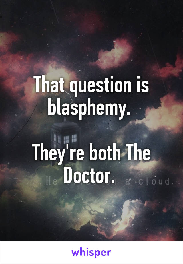 That question is blasphemy. 

They're both The Doctor. 