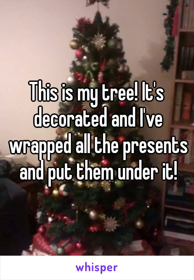 This is my tree! It's decorated and I've wrapped all the presents and put them under it!