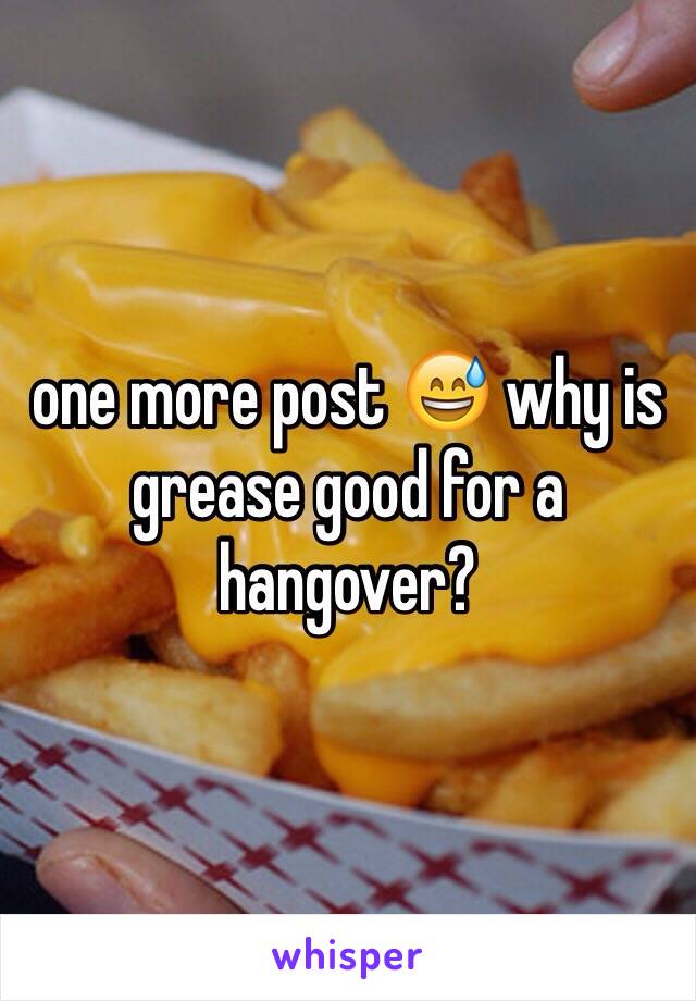 one more post 😅 why is grease good for a hangover?