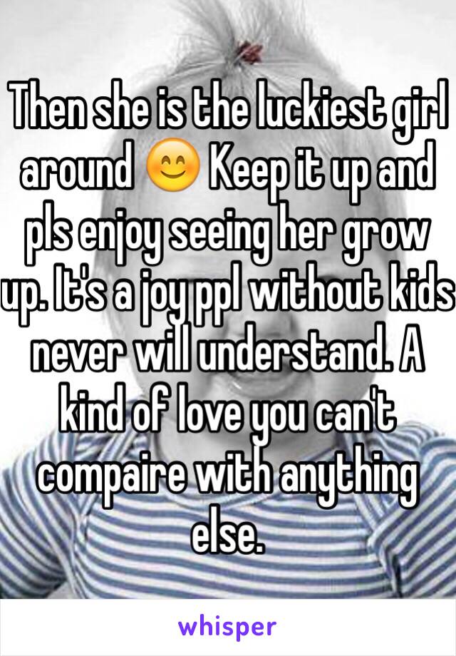 Then she is the luckiest girl around 😊 Keep it up and pls enjoy seeing her grow up. It's a joy ppl without kids never will understand. A kind of love you can't compaire with anything else. 