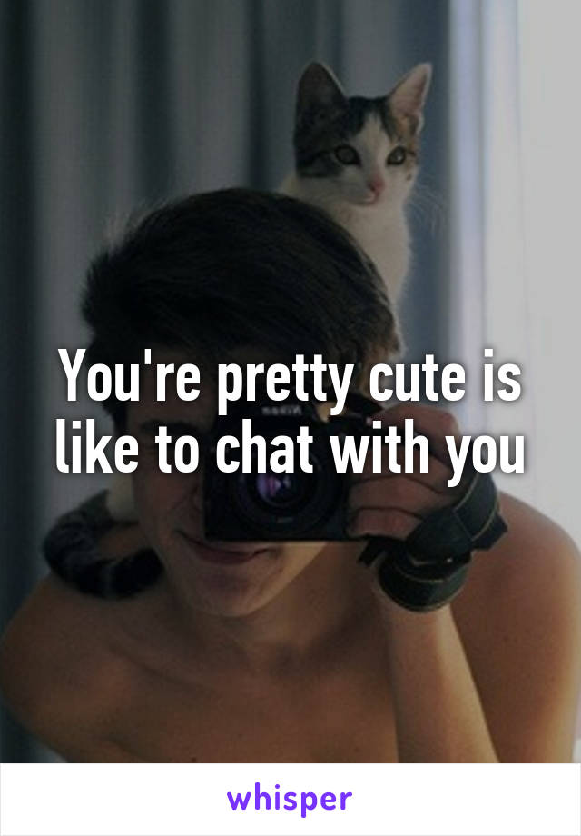 You're pretty cute is like to chat with you