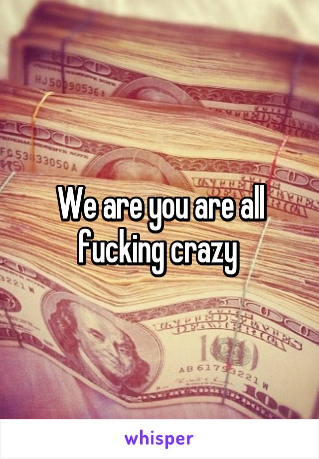 We are you are all fucking crazy 