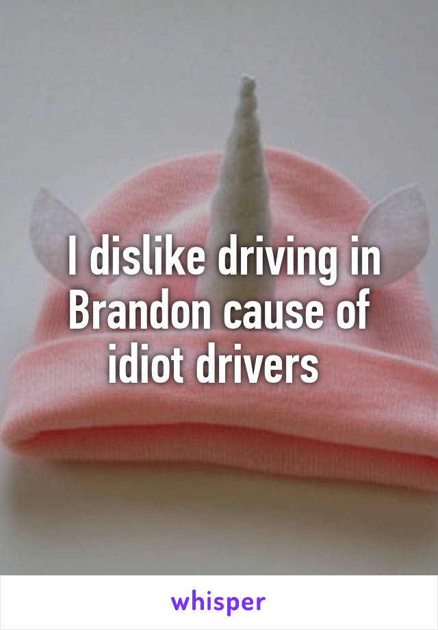  I dislike driving in Brandon cause of idiot drivers 