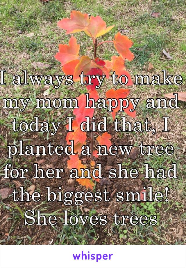 I always try to make my mom happy and today I did that, I planted a new tree for her and she had the biggest smile! She loves trees