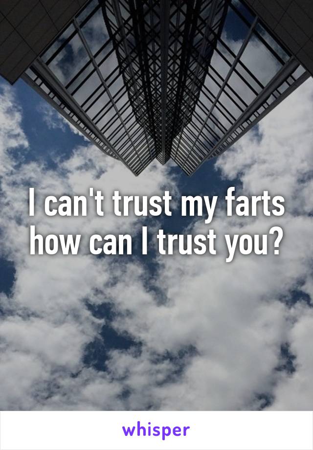 I can't trust my farts how can I trust you?