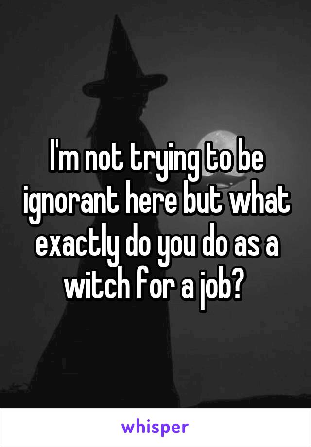 I'm not trying to be ignorant here but what exactly do you do as a witch for a job? 