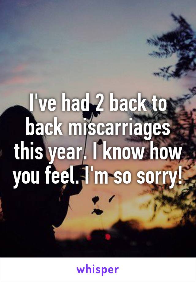 I've had 2 back to back miscarriages this year. I know how you feel. I'm so sorry!