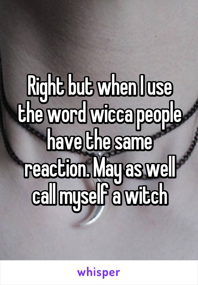 Right but when I use the word wicca people have the same reaction. May as well call myself a witch