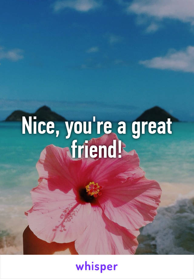 Nice, you're a great friend!