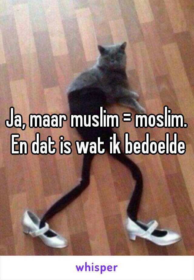 Ja, maar muslim = moslim. En dat is wat ik bedoelde