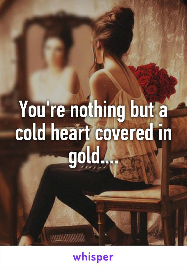 You're nothing but a cold heart covered in gold....