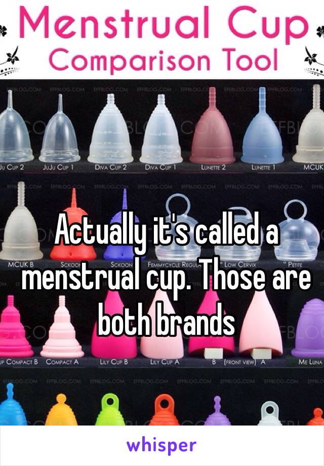 Actually it's called a menstrual cup. Those are both brands 