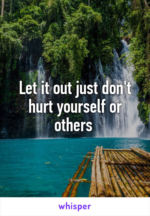 Let it out just don't hurt yourself or others 