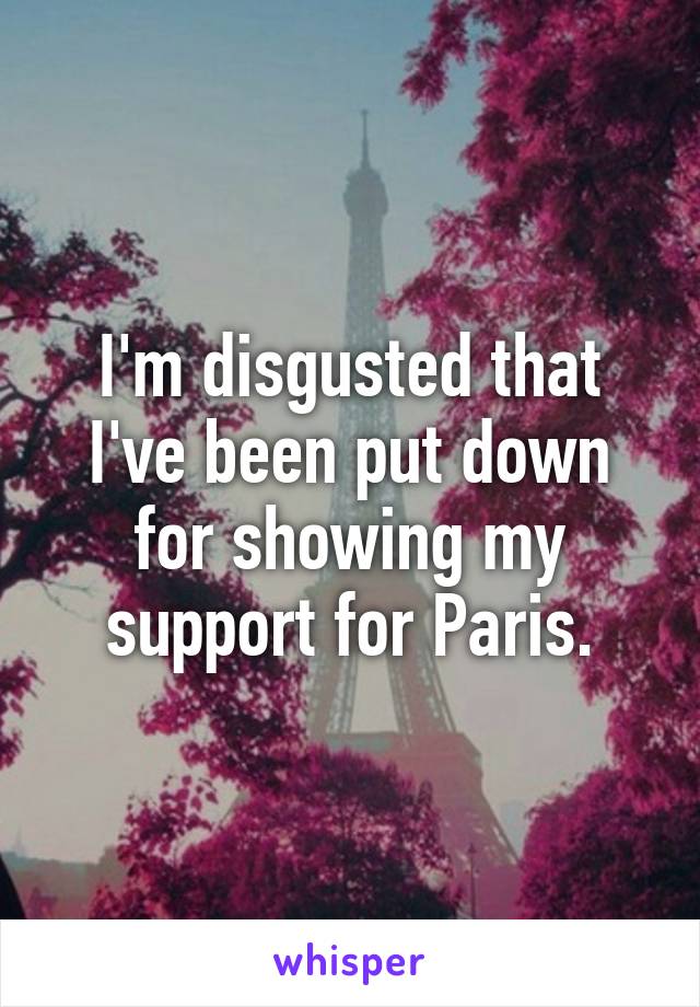 I'm disgusted that I've been put down for showing my support for Paris.