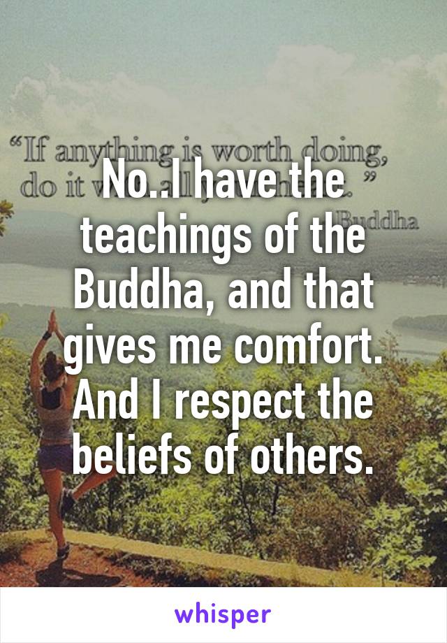 No..I have the teachings of the Buddha, and that gives me comfort. And I respect the beliefs of others.