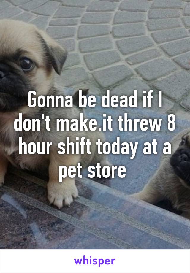 Gonna be dead if I don't make.it threw 8 hour shift today at a pet store 