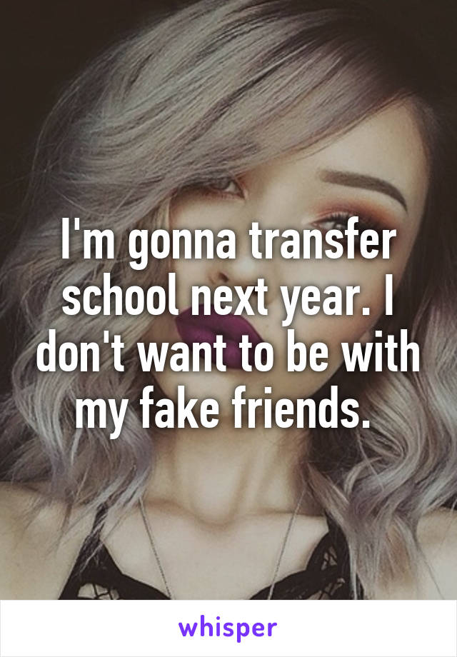 I'm gonna transfer school next year. I don't want to be with my fake friends. 