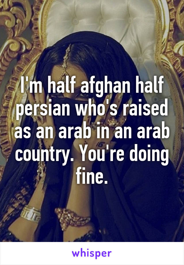 I'm half afghan half persian who's raised as an arab in an arab country. You're doing fine.