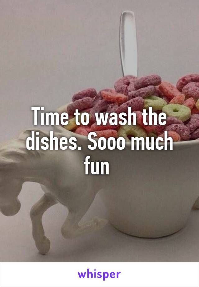 Time to wash the dishes. Sooo much fun 