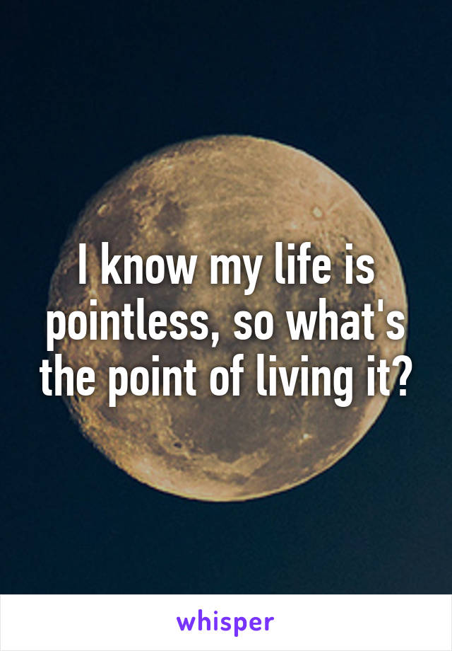 I know my life is pointless, so what's the point of living it?