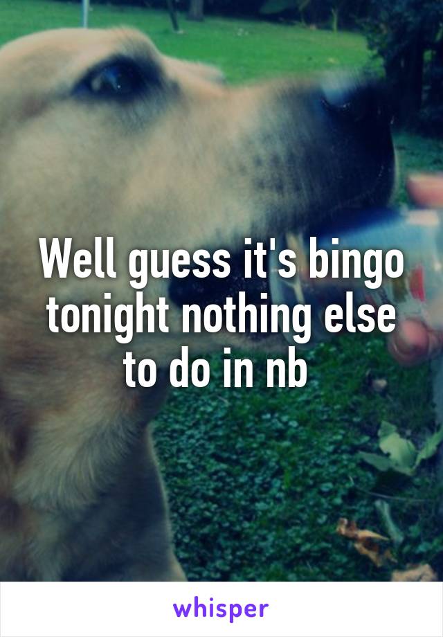 Well guess it's bingo tonight nothing else to do in nb 