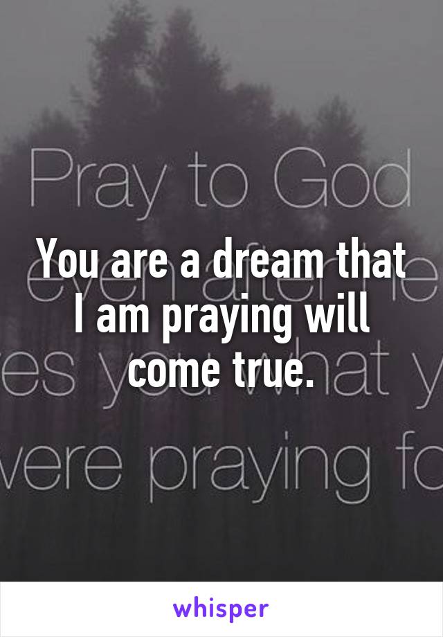 You are a dream that I am praying will come true.