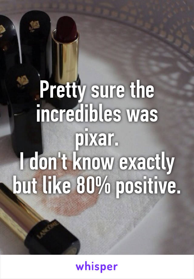 Pretty sure the incredibles was pixar.
I don't know exactly but like 80% positive.