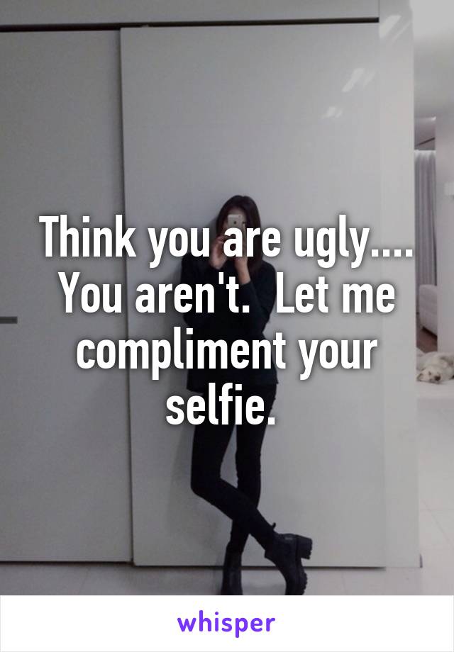 Think you are ugly.... You aren't.  Let me compliment your selfie. 