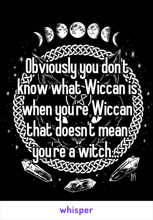 Obviously you don't know what Wiccan is when you're Wiccan that doesn't mean you're a witch... 