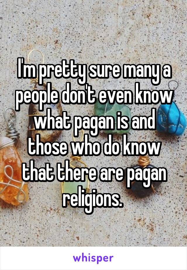 I'm pretty sure many a people don't even know what pagan is and those who do know that there are pagan religions. 