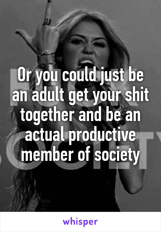 Or you could just be an adult get your shit together and be an actual productive member of society