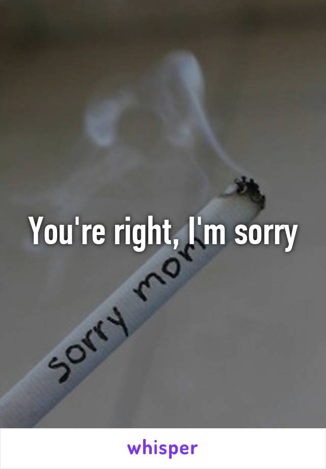 You're right, I'm sorry