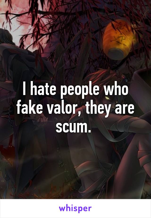 I hate people who fake valor, they are scum. 