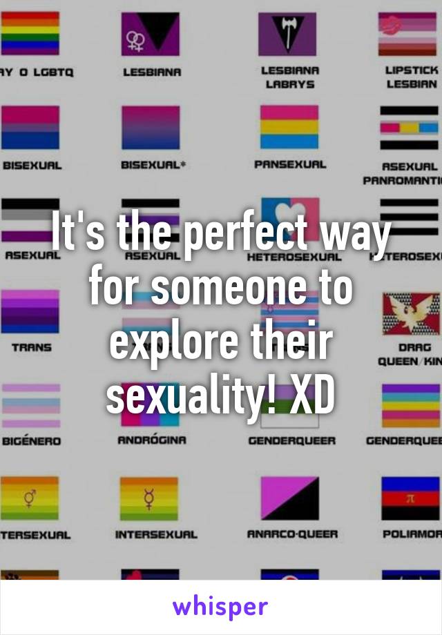 It's the perfect way for someone to explore their sexuality! XD