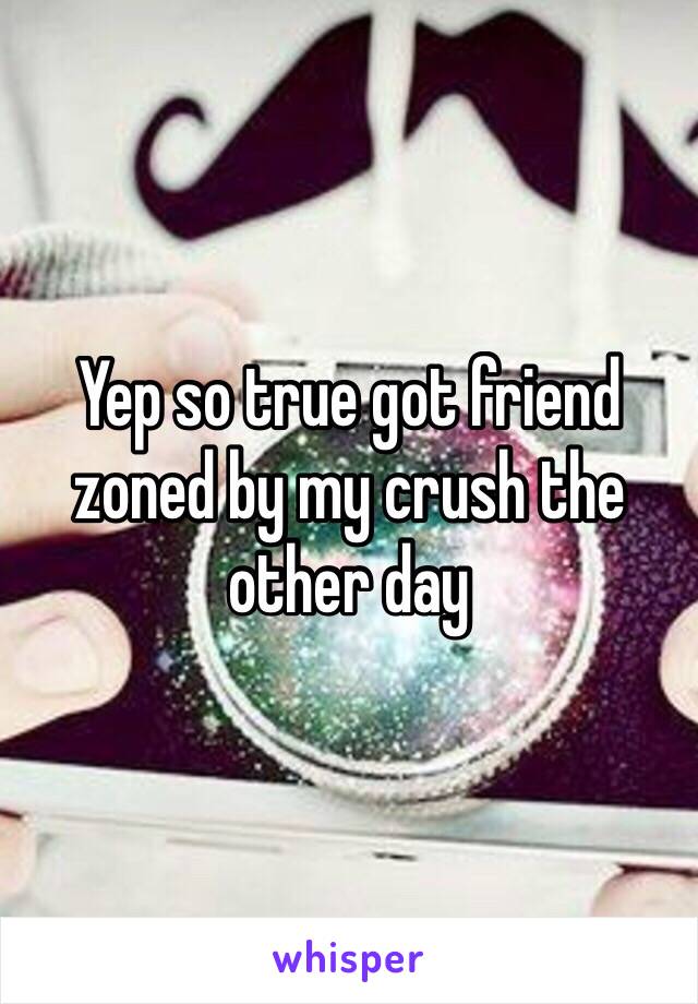 Yep so true got friend zoned by my crush the other day