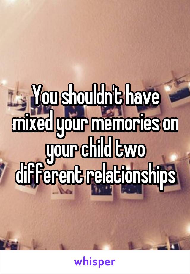 You shouldn't have mixed your memories on your child two different relationships