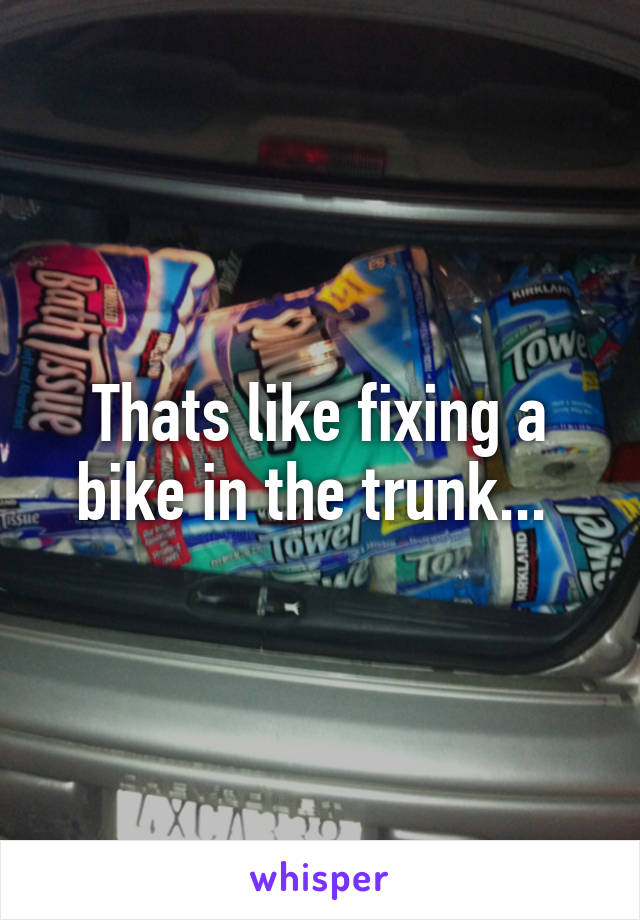 Thats like fixing a bike in the trunk... 