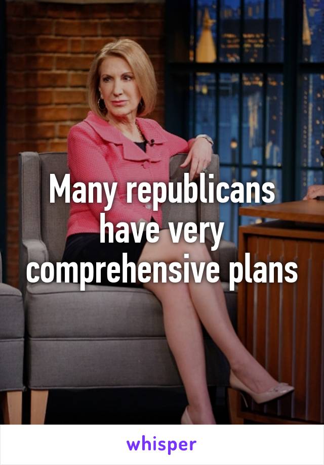Many republicans have very comprehensive plans