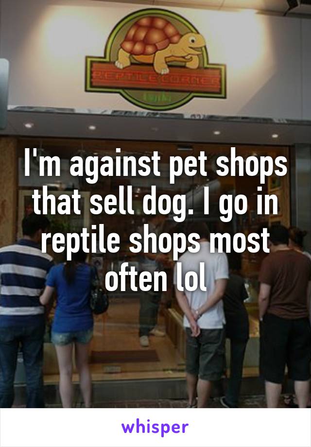 I'm against pet shops that sell dog. I go in reptile shops most often lol