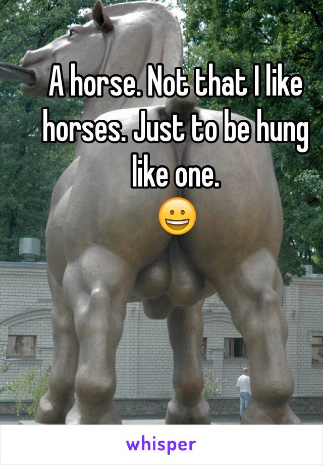 A horse. Not that I like horses. Just to be hung like one. 
😀

