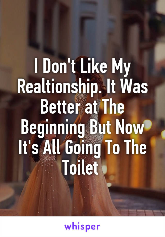 I Don't Like My Realtionship. It Was Better at The Beginning But Now It's All Going To The Toilet 