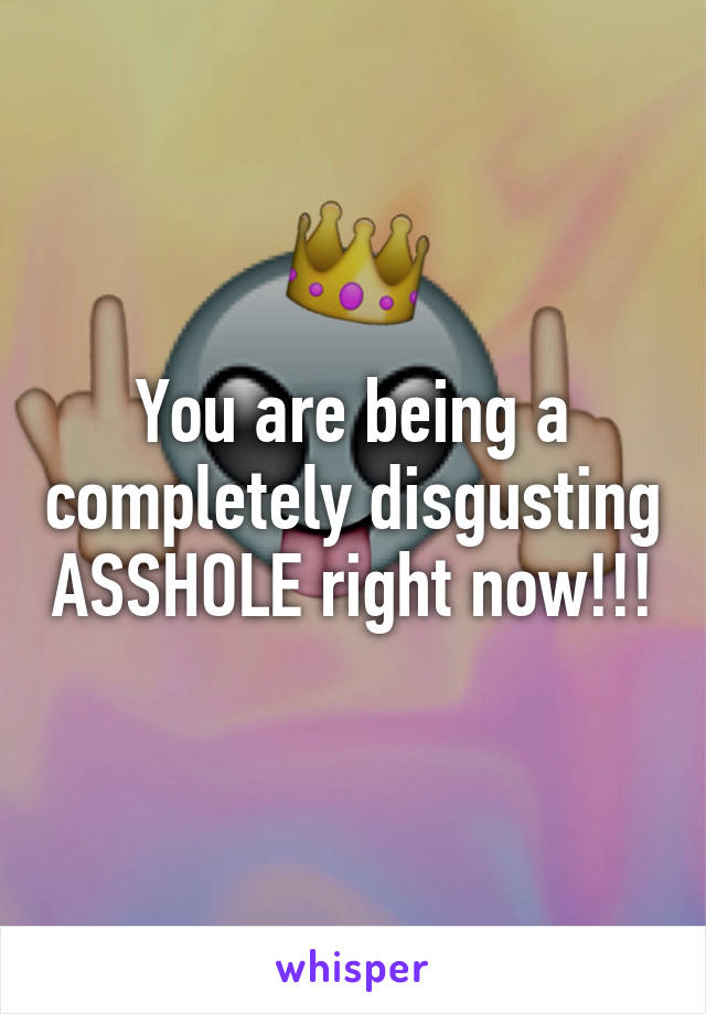 You are being a completely disgusting ASSHOLE right now!!!