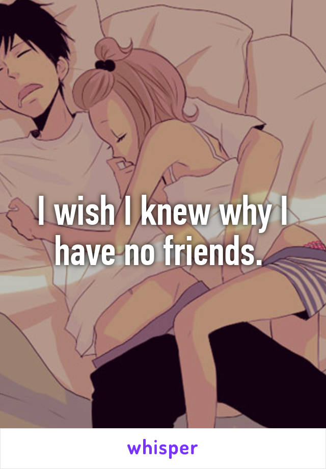 I wish I knew why I have no friends. 
